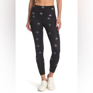CHRLDR- Black Leggings with White Star Pattern XS NWT